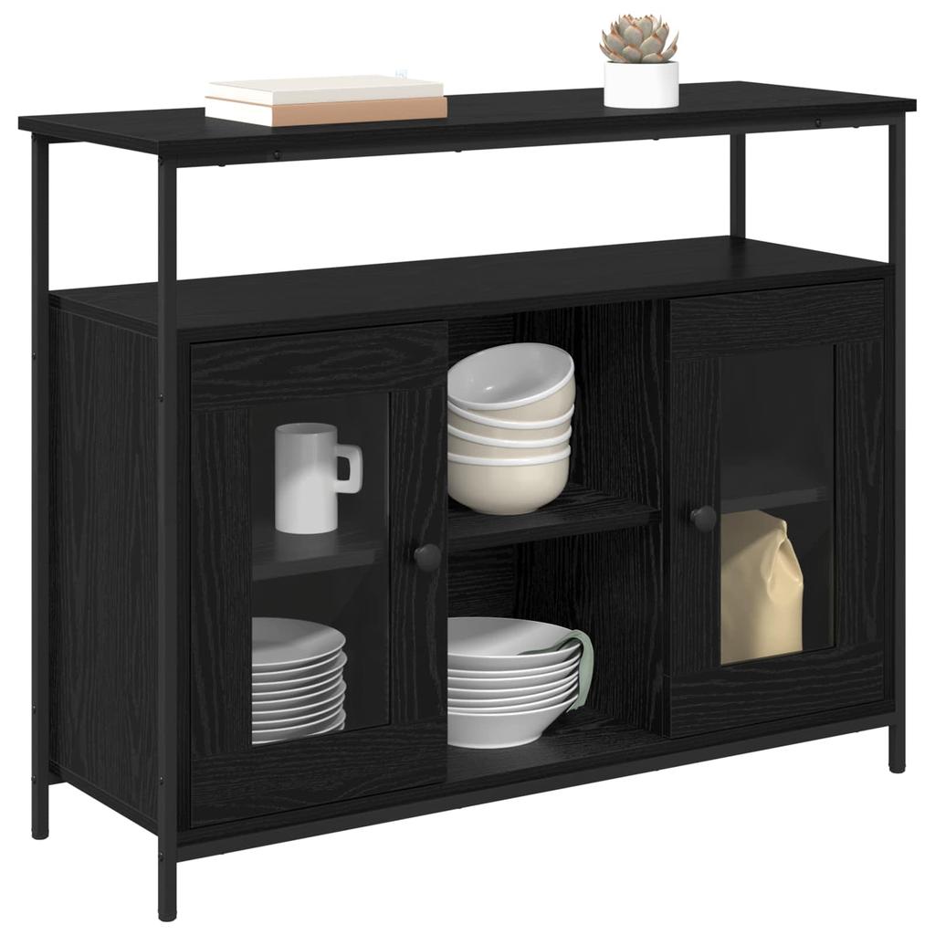 Sideboard in Black Oak Look 100 x 35 x 80 cm Engineered Wood