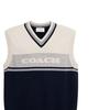 Coach Striped Letter Logo Inlaid V-Neck Vest Men vest Navy-Blue CO837-WXO