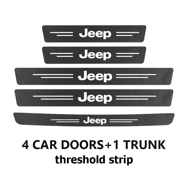 Car Door Carbon Fiber Sill Anti Scratch Protection Strip For Jeep Grand Cherokee Wrangler JK Renegade Gladiator Compass