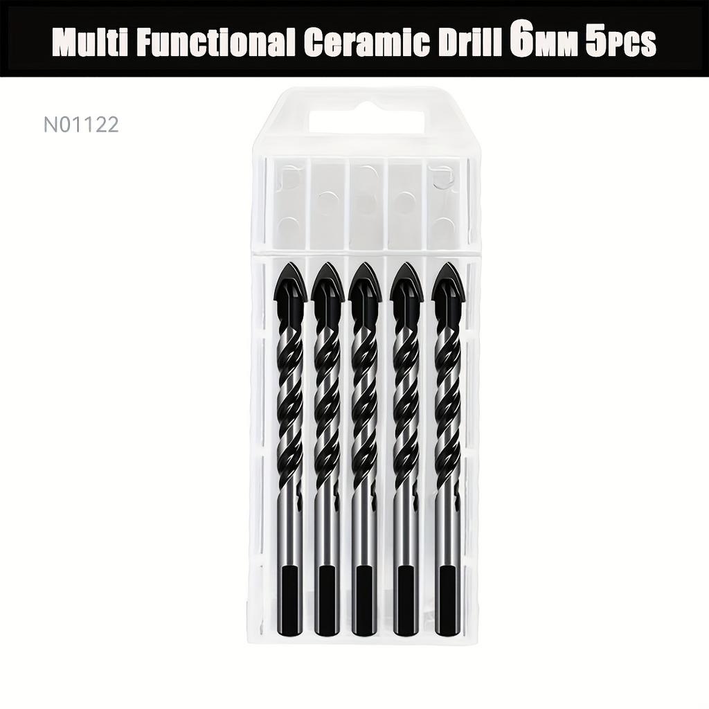 5pcs Professional Carbide Drill Bit Set for Masonry, Concrete, Glass, Tile, Brick - Durable Metal Drill Bits for Home Decor, DIY Projects