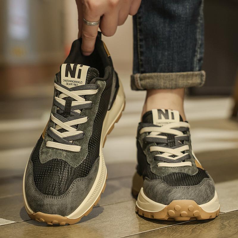 

Мужская обувь зимняя дышащая 2024 новая осенняя дышащая повседневная спортивная обувь Forrest Gump мужская беговая универсальная обувь для папы 44 черный серый