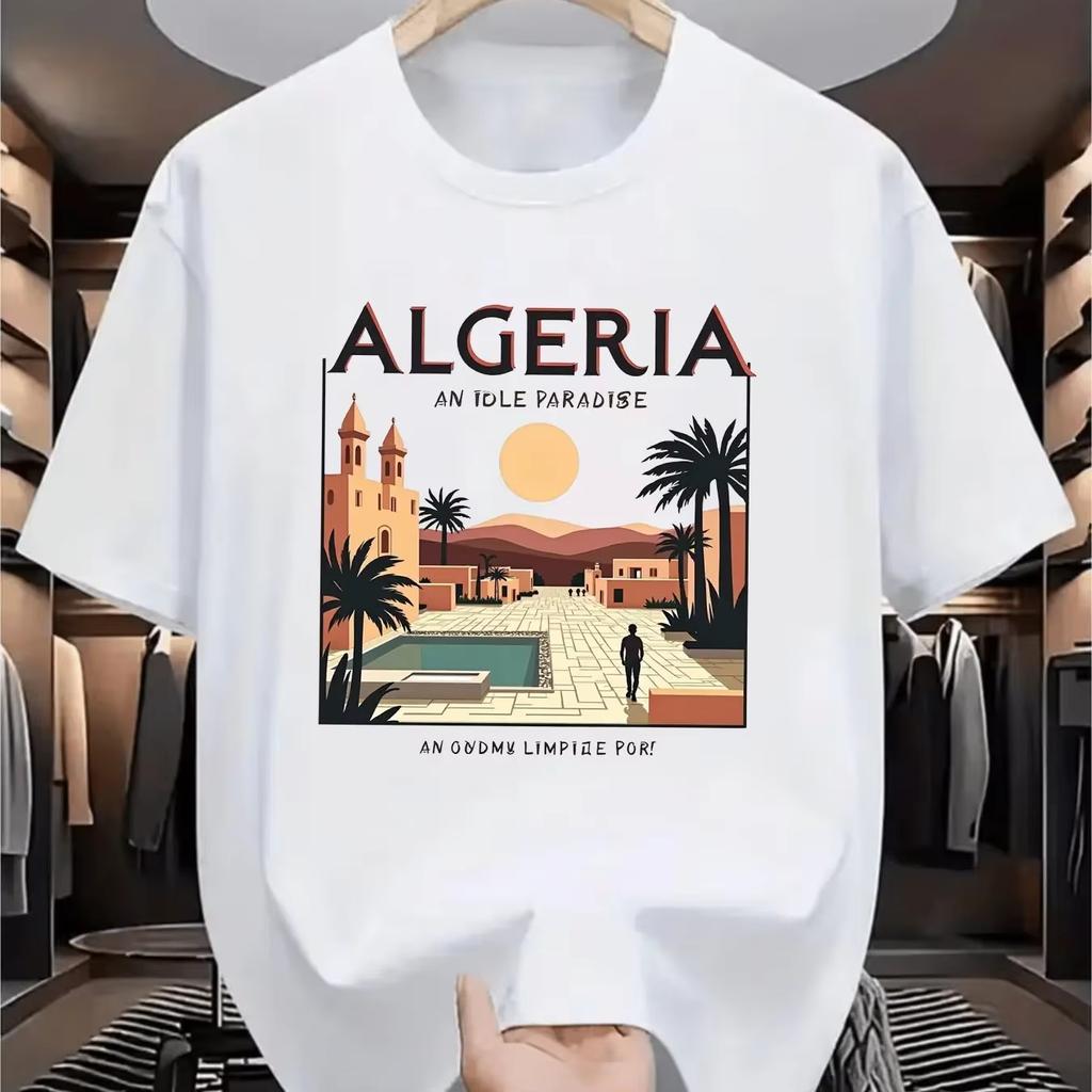 New Unisexs Fitting Pure Cotton Algerian Landscape Tshirt Unisex And Unisex Fashion Casual 2026 Summer New Unisexs Tshirt Streetwear