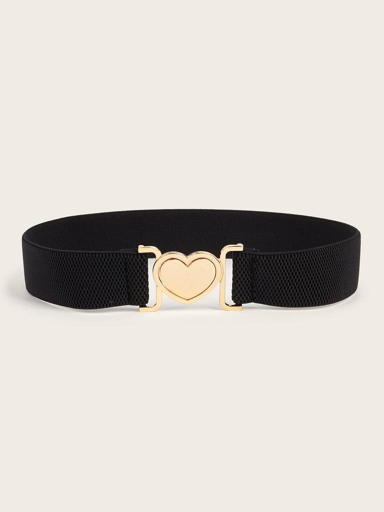 Minimally Heartshaped Designed Buckle Women Casual Elastic Waistband Daily For