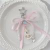 Fashionable Bows Tie Ribbon Keychain Imitation Pearls Beaded Bowknot Keyring Colorful Butterfly Knot Key Chain Ornament