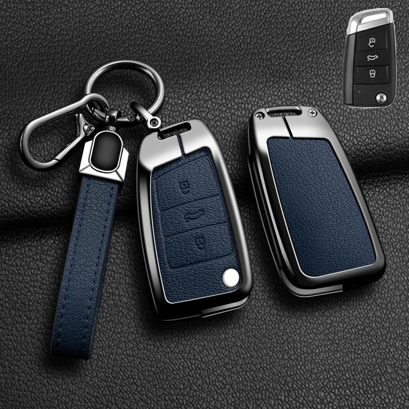Zinc Alloy Leather Car Key Case For Volkswagen Tiguan Golf 7 Mk7 Mk2 For Seat Ateca Leon Fr 2 Ibizas Koda Octavia Kodiaq