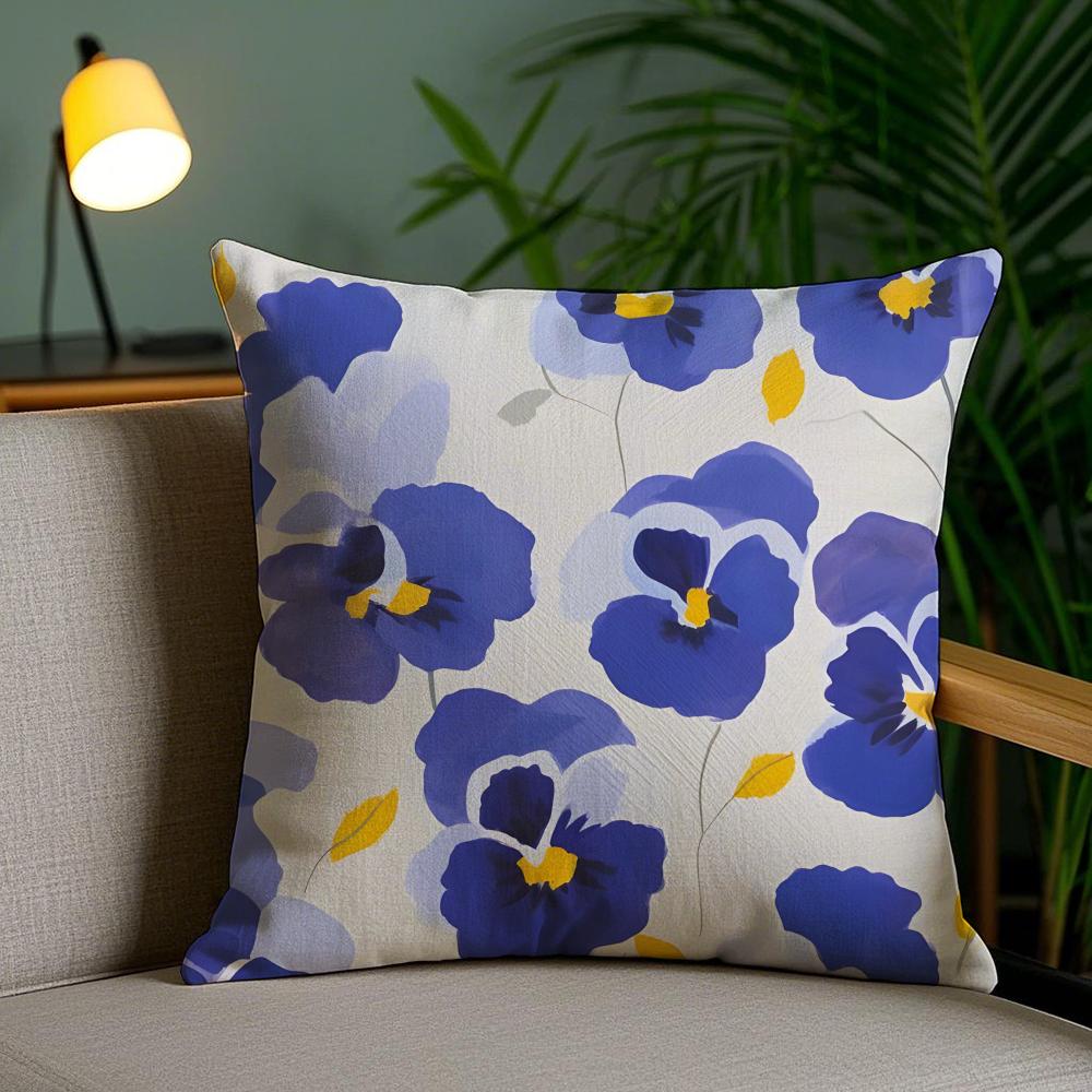 Flower Design Cushion Cover Soft Short Plush Double-Sided Printing Home Decor Machine Washable Pillow Case Gift