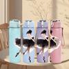 1PC Black Dress Ballerina Dancer Print 750ml Color Plastic Sports Water Bottle Leakproof Flip Straw Lid Suitable for Sports Office Home Use