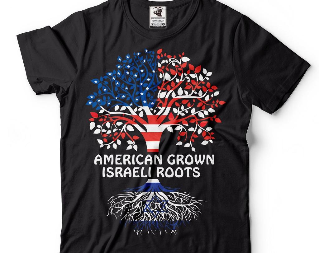 American Grown Israeli Roots T-Shirt: USA Israel Patriotic Tee