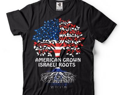 American Grown Israeli Roots T-Shirt: USA Israel Patriotic Tee