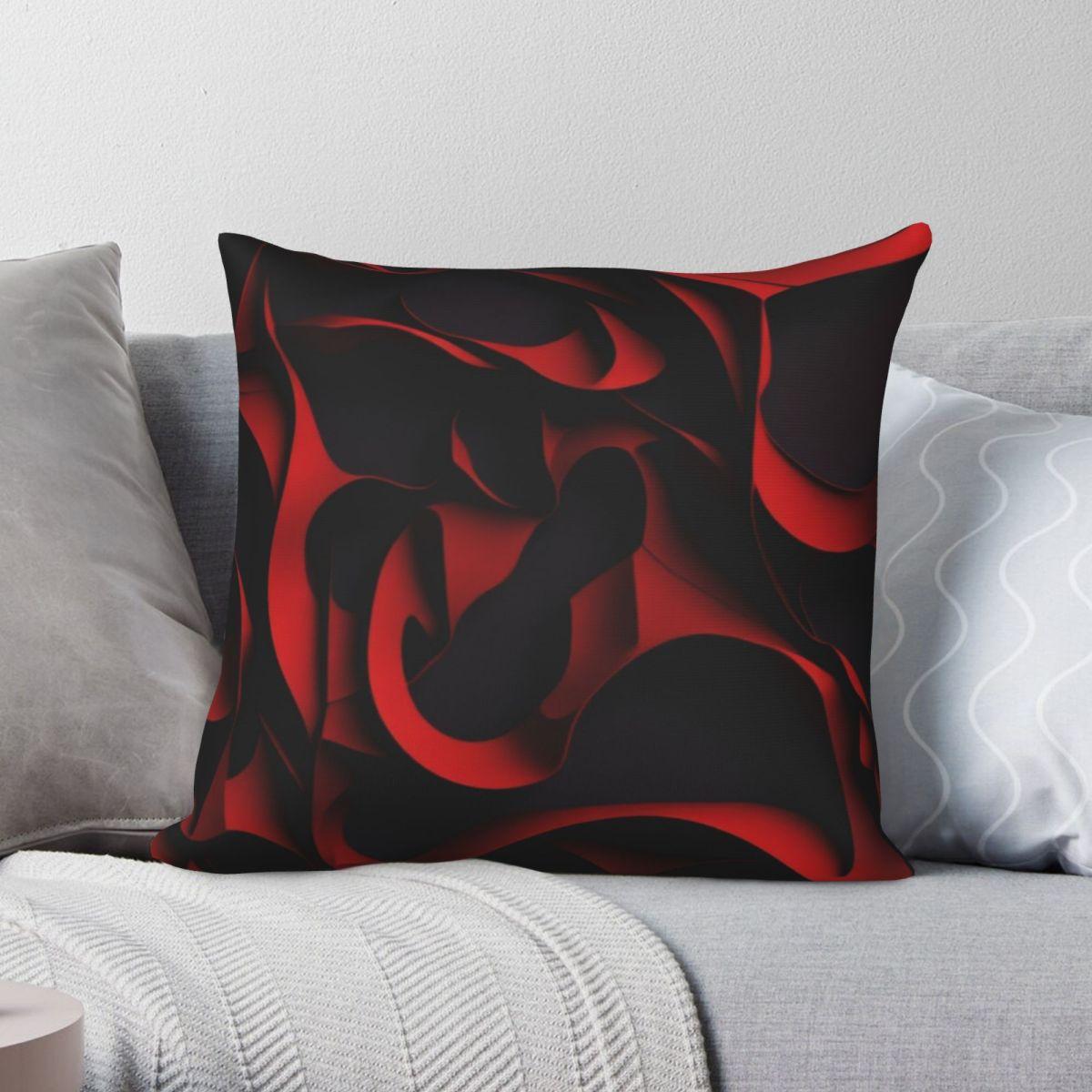 Rote und Schwarze Kurven Quadratische Kissenhülle Polyester Leinen Samt Bedruckt Reißverschluss Dekor Heimkissenbezug 18 40X40CM gray
