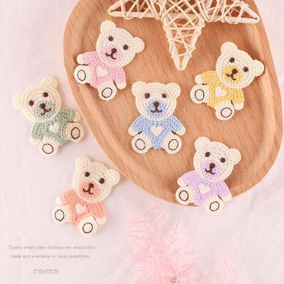 Étiquette Broderie Autocollant Broderie Ours Mignon Bricolage Accessoires Compte à la Main Accessoires Patch Broche Bijoux Accessoires Cheveux Autocollant Tissu