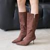 Fashion Winter Autumn Party Ladies Knee High Modern Boots Shoes Female Pointed Toe Fashion Thin Heels Women Long Boots Slip On Shoes