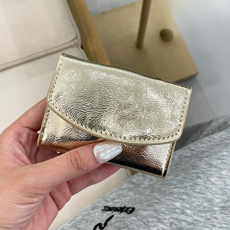 PU Japanese-style Short Three-fold Wallet Women's High-end Sense of Portable Coin Purse Fashion Buckle Wallet Large Capacity