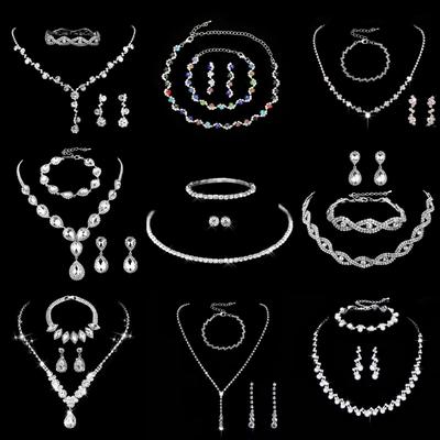 Strass Brautschmuck Set: Halskette, Ohrringe und Armband