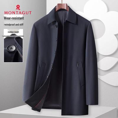 MONTAGUT Men's Mid-Length Windproof Trench Coat