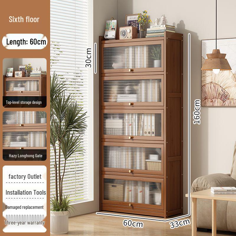 Floor-Standing Bookshelf for Students and Children - Compact Storage Cabinet for Small Apartment Living Rooms