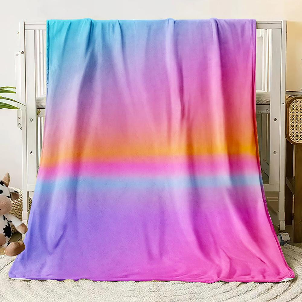 Flannel Blanket Dopamine Gradient Soft Warm Thin Bed Sheet Sofa Cover Artificial Fur Plaid Blanket