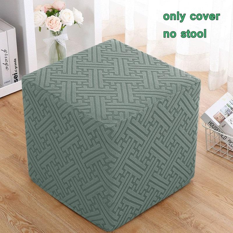 1PC Solid Color Square Ottoman Stool Covers All-Wrapped Sofa Footstool Slipcover Pouf Seat Cover for Living Room Bedroom Decor