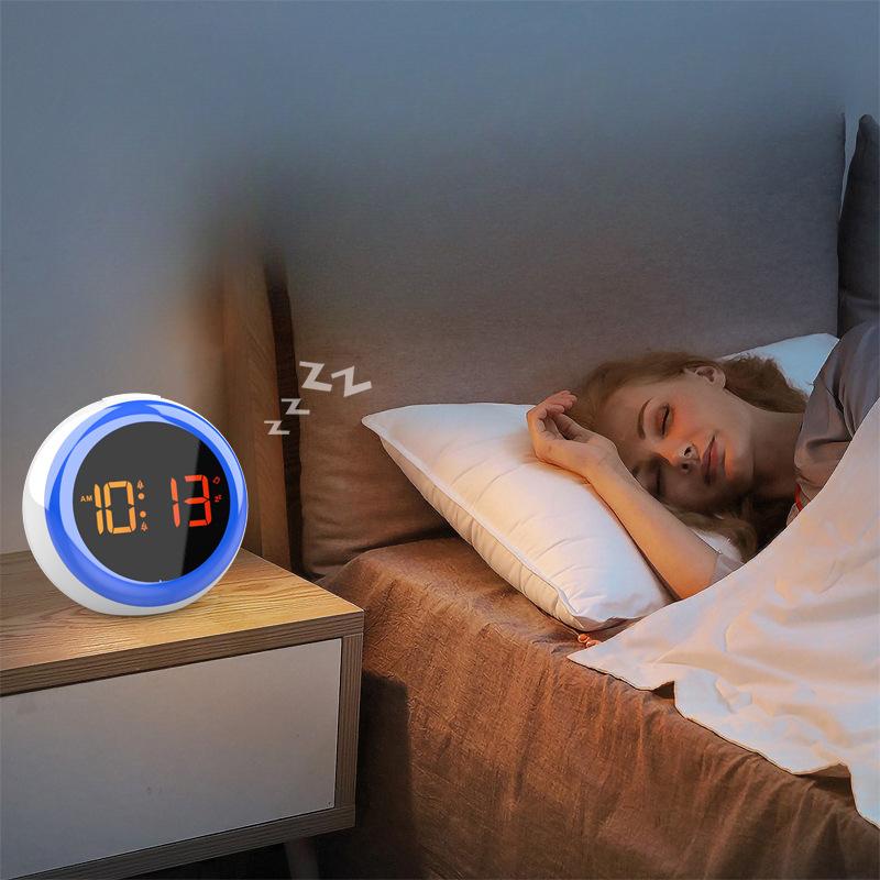 Voice Controlled LED Digital Electronic Clock Desktop Alarm Clock for Primary and Secondary School Students Rainbow Color Changing Bedside Clock