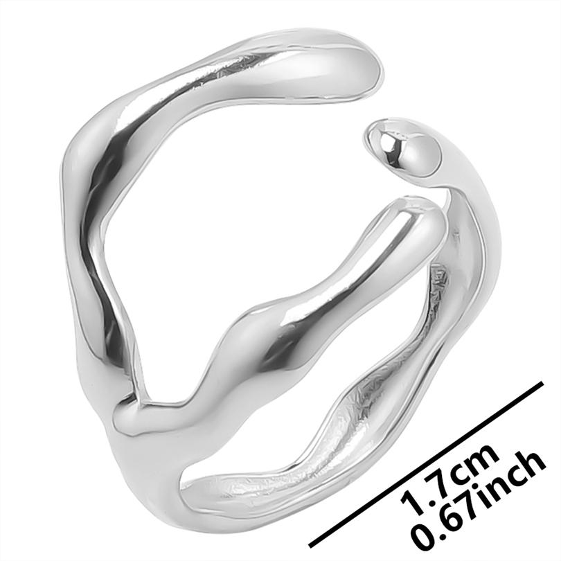 1 Stück Edelstahl Damen Persönlichkeit Texturiert Klobig Offene Ringe Vintage Hohl Gehämmert Unregelmäßig Lava Punk Herren Anillos Schmuck