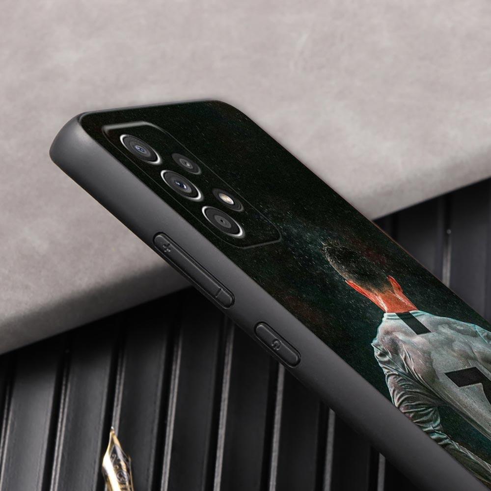 C-R-7 Dark Football Phone Case For Samsung Galaxy A57 A56 A37 A55 A36 5G A26 A54 A52 A35 A34 A25 A17 A16 A15 A07 A06 Soft Cover