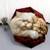 Rose and Persian Cat Pattern, Automatic Folding Umbrella, Portable and Foldable Design, 8 Ribs, a Christmas or Birthday Gift.