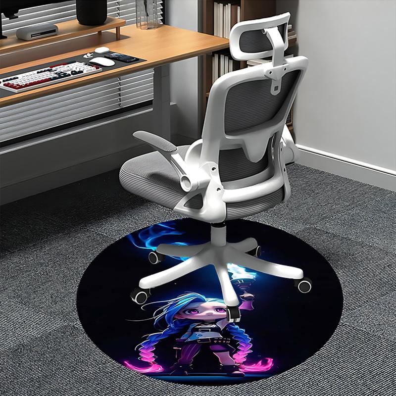 

Jinx (League of Legends) Chair mat Round Rug-Office carpet, Machine Washable, Non-slip, Suitable for Living Rooms, Bedrooms, Entryways, and 80cm by 80cm