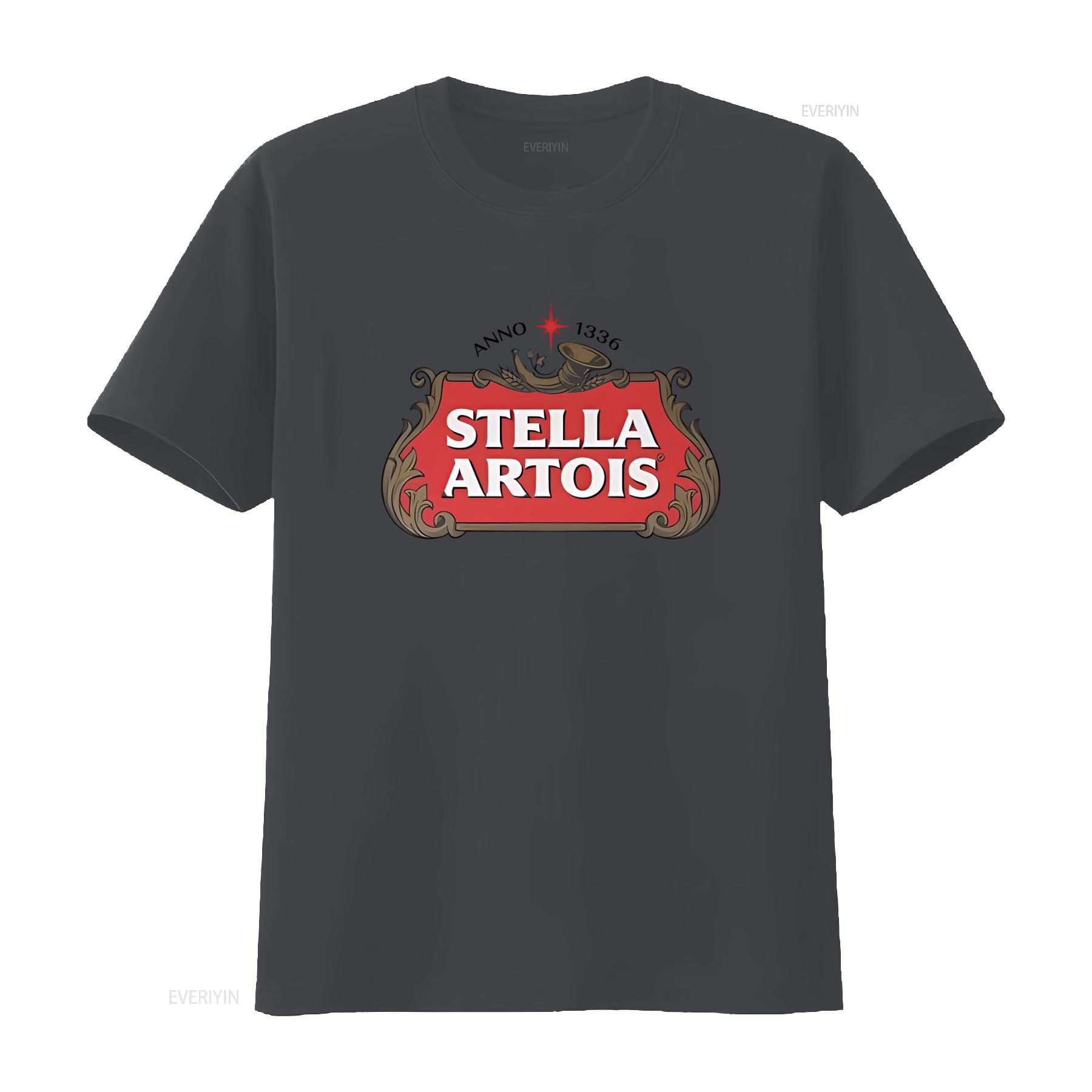 

Stella Artois Vintage Style Logo Print T Shirt Black Retro Design vintage Washed designer clothes Casual Comfortable Breathable 4XL