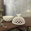 Round Ceramic White Box In Retro Style - Decorative