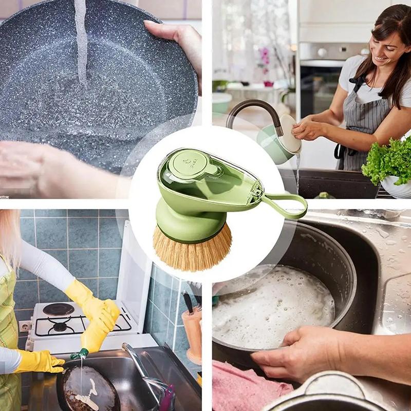 Spülschwammbürste mit Seifenspender Nachfüllbarer Topf Spülbürste Effizientes Reinigungswerkzeug für Heimküche
