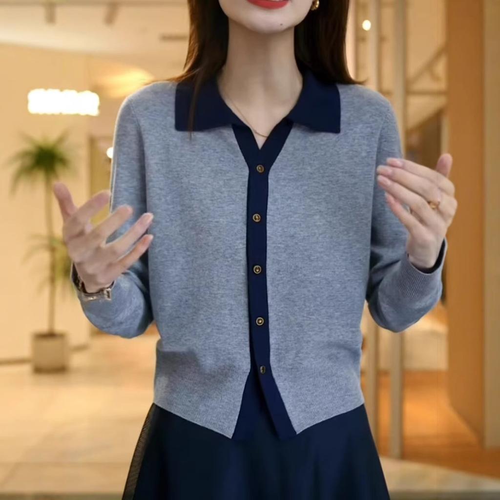 Polo Neck Knitted Cardigan for Women New Style In Autumn Unique and Super Beautiful Design Top