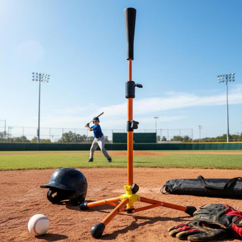 Stable Portable Baseball Batting Tee Children Training Stand Adjustable Height