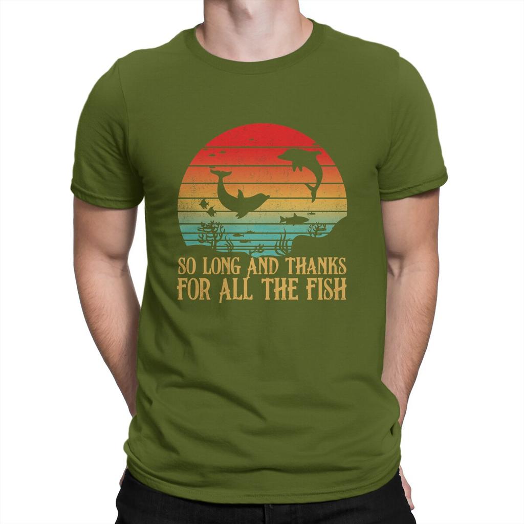 Men So Long And Thanks For All The Fish Vintage T Shirt The Hitchhikers Guide To The Galaxy Film Pure Cotton Tops T Shirt O Neck
