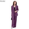 Women Long Sleeve Cardigan Blazer and Pants Casual Two Piece Suit Sets
