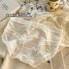 Women Mid Waist Ice Silk Lace Solid Color Antibacterial Crotch Comfortable Ladies Panties