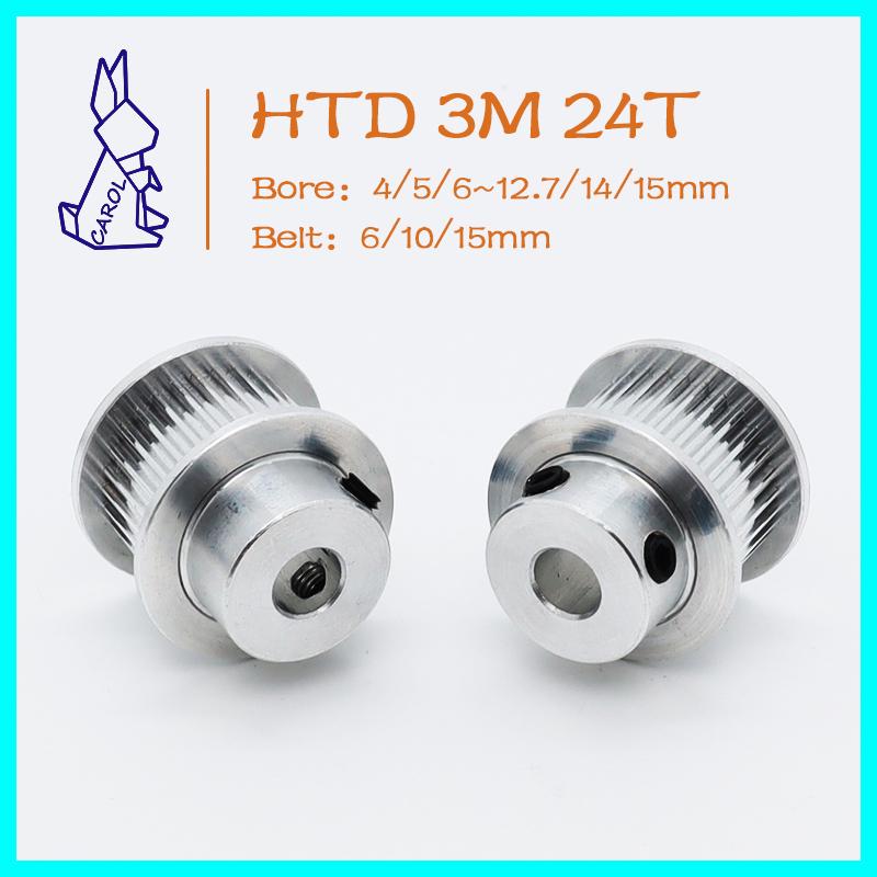 HTD 3M 24Teeth Timing Pulley Bore 4/5/6~12/14/15mm For Width 6/10/15mm Belt Pulley 3M Gears Synchronous Wheels 24T HTD3M Pulley 15mm