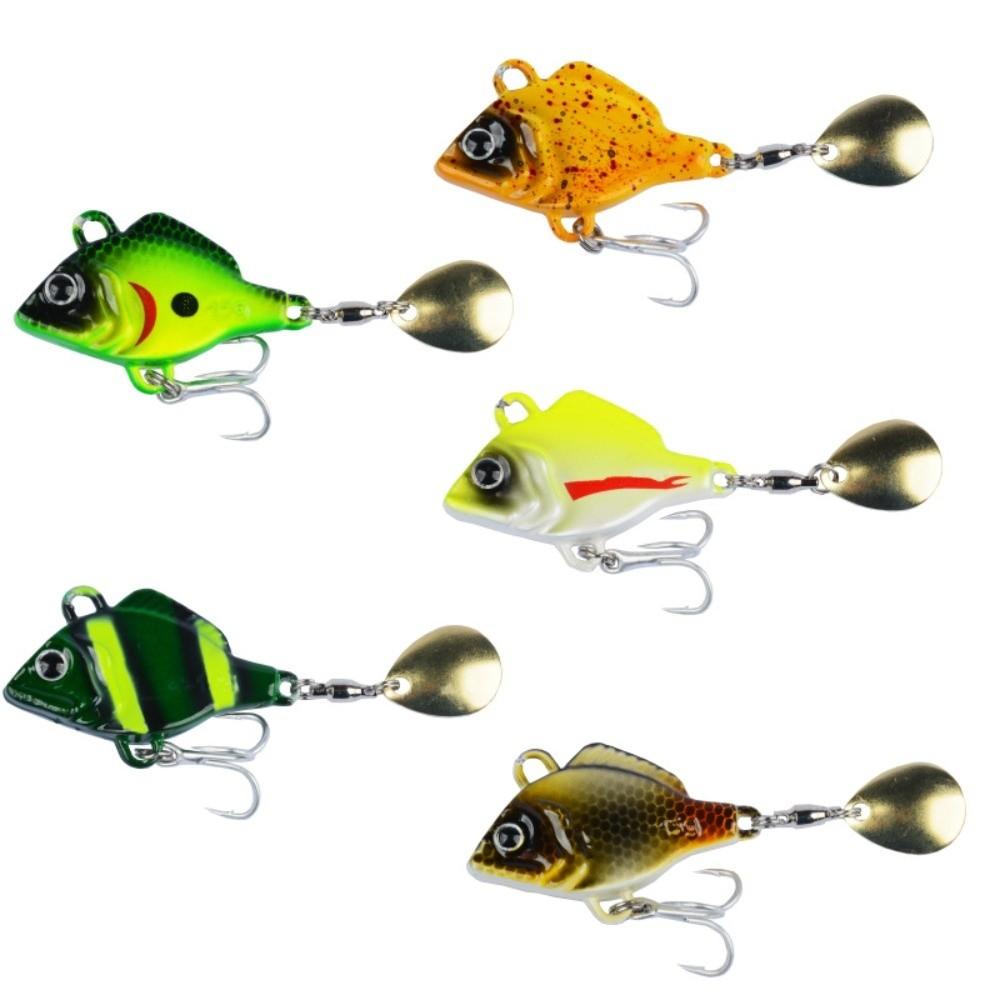 5pcs Rotating Glitter Fishing Lures Kit Vibration Bait Fishing Lures Hooks Fishing Tool