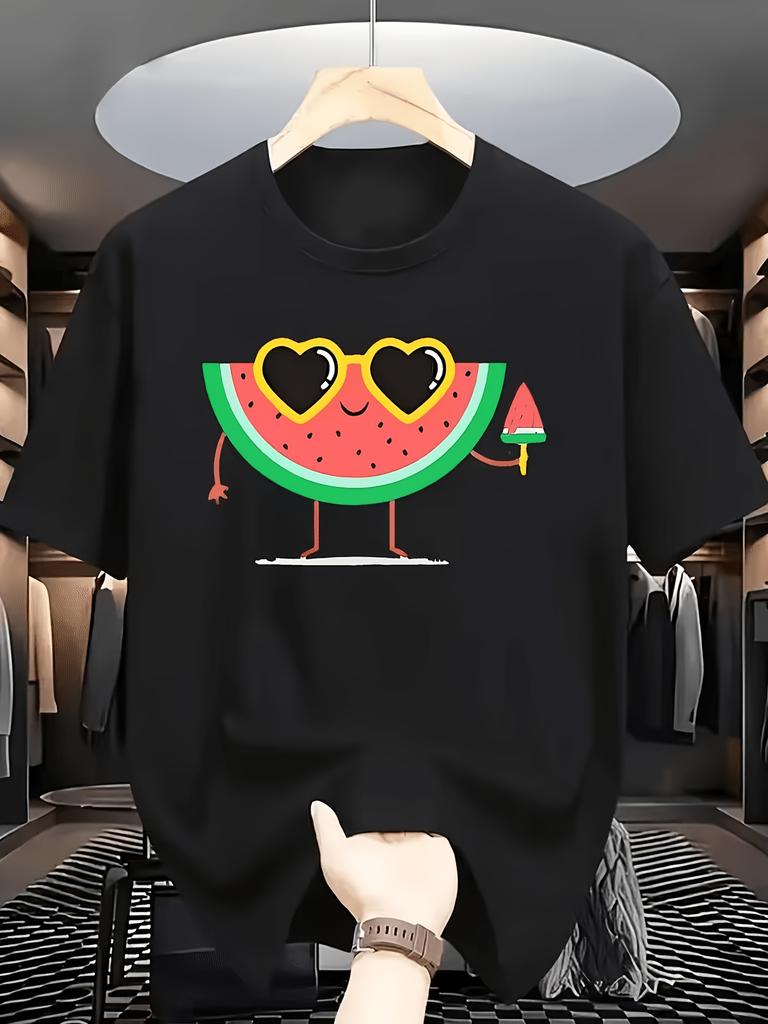 Summer Watermelon Graphic Vintage Men's Summer T-Shirt Casual Tshirts O-neck short-sleeved Tee