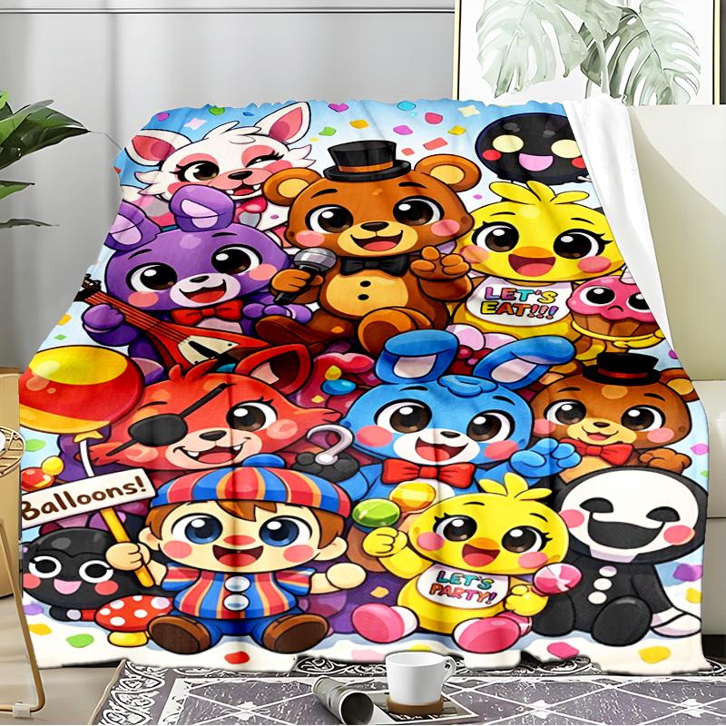 Five Nights Party Blanket Flannel Throw for Sofa, Indoor, Camping, Living Room, Office, Chair, And Bed Soft Birthday Gift
