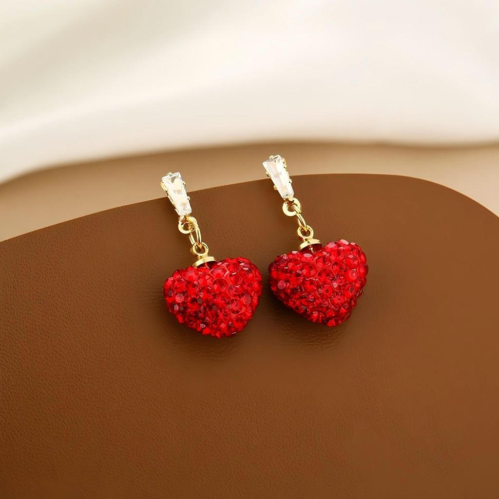 2024 Burgunderrote Ohrringe mit Schleife: Silbernadel, eleganter chinesischer Stil für Neujahr und Frühlingsfest