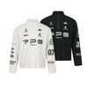 Mens Long Sleeve Polo Shirt With Digital Print Letter Design Stand Collar Breathable Stretch Cotton Casual Outdoor Sport
