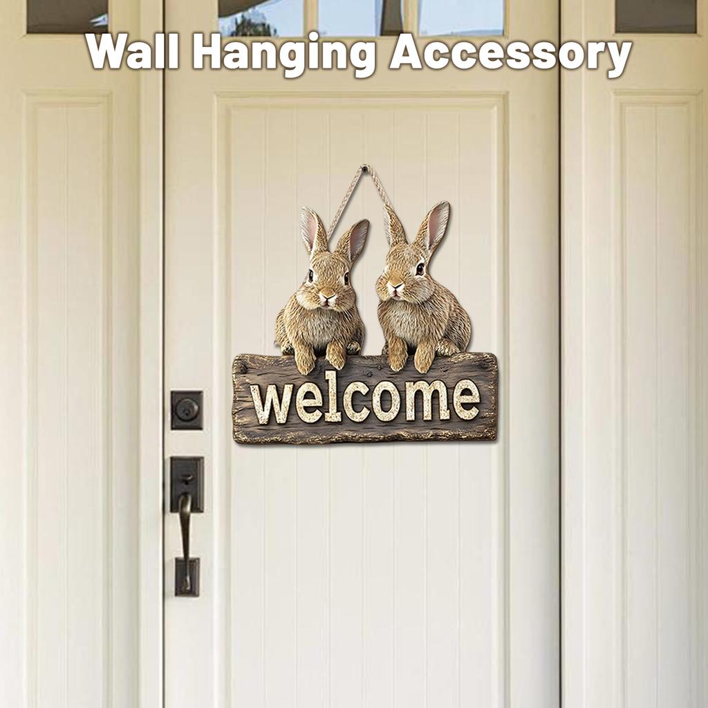 Easter Bunny Wall Hanging Decoration; Welcome Hanging Plaque; Colorful Eggs; Tulips 2D Wall Hanging Decor.