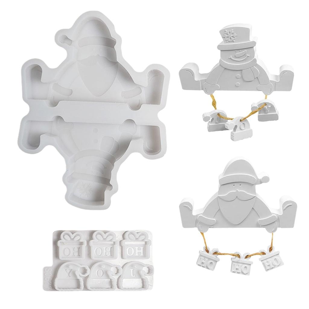 Christmas Santa Snowman Resin Silicone Molds Concrete Cement Silicone Molds for Epoxy Resin Candle Home Decoration