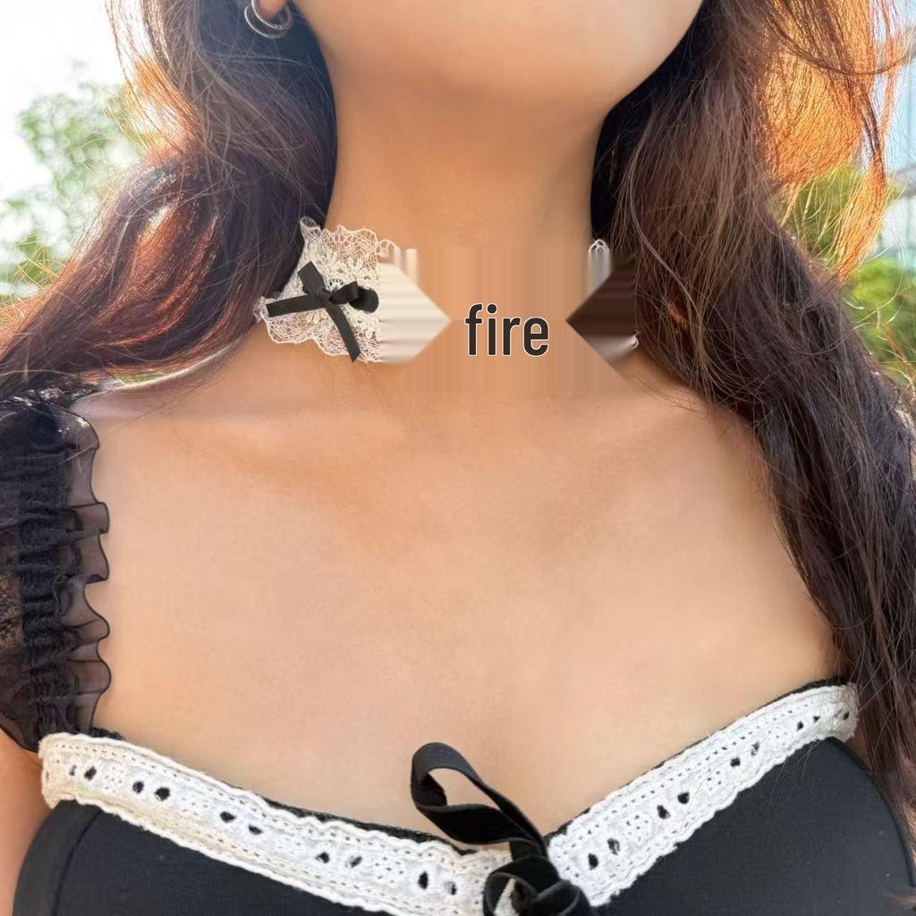 Lace Mesh Bow Lolita Choker Necklace for Women