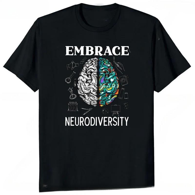 Funny Neurodiversity Brain Autism Awareness ASD ADHD Unisex Women TShirt Graphic Tee Y2k Top Lovely Gifts Short Sleeve