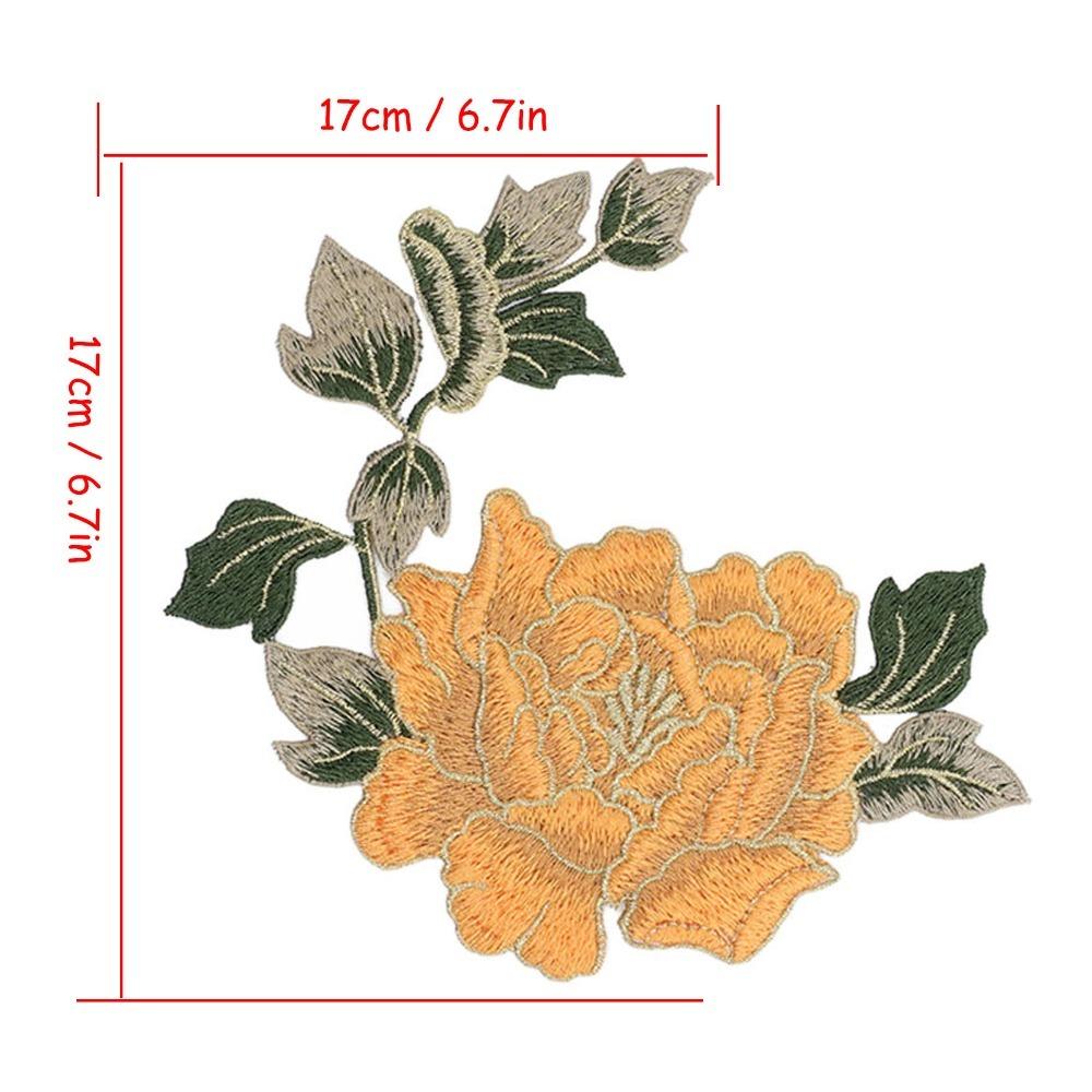 2 Pairs Decorative Stitching Embroidered Patches Floral Pattern Iron On Patches DIY Crafts