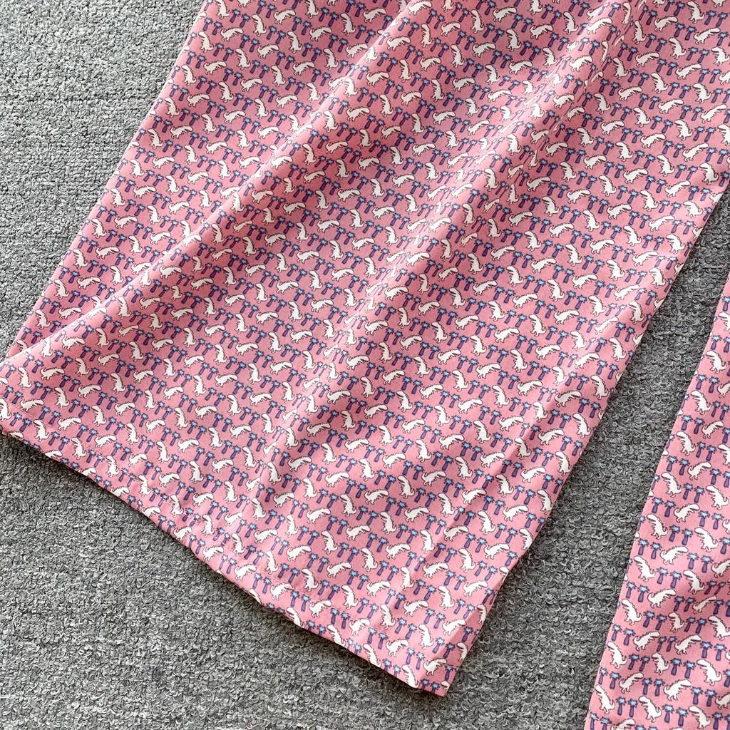 Bohemian Seaside Holiday Sle Zweiteiliger Anzug mit Wellenmuster, Camisole-Ärmel, vielseitiges, geschlitztes Hosenset mit weitem Bein