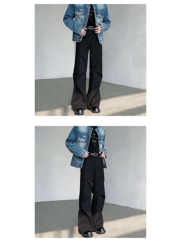 CleanFit Herren Western Faltenhose Micro-Flare - High-End Weitbein-Design