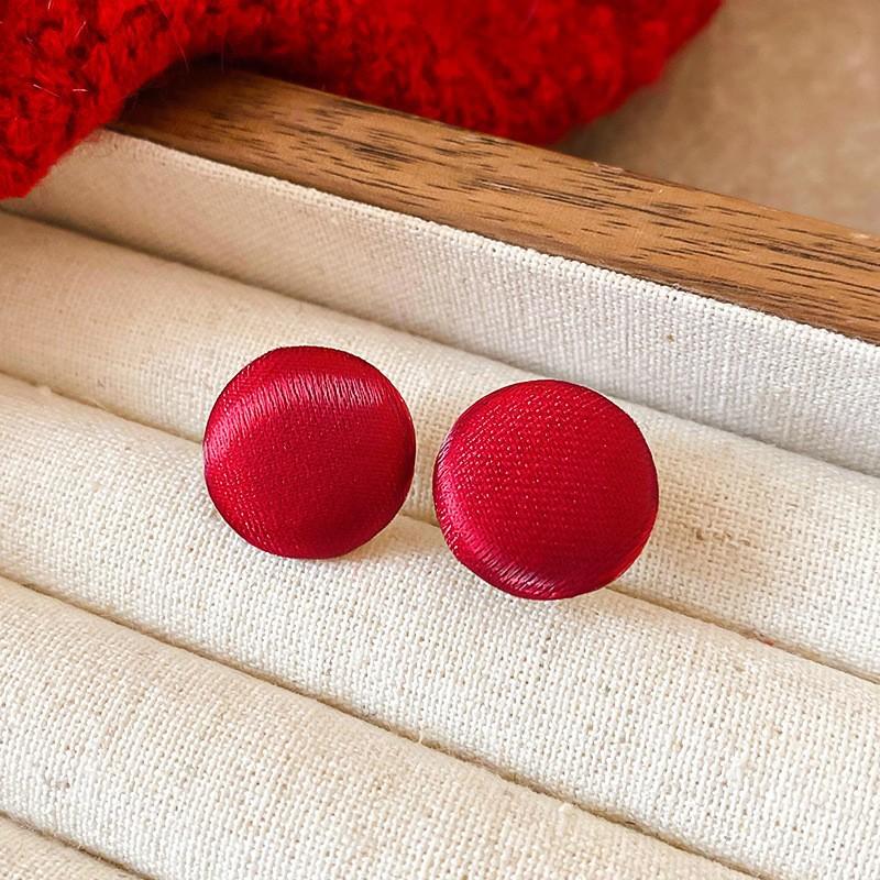 Silver Needle Ankara Red Love Stud Earrings Fashion Temperament New Earrings Light Luxury Premium Autumn and Winter