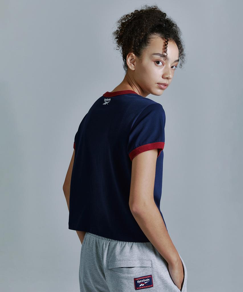 Reebok Essentials Semi-Crop Ringer T-Shirt (W) - Navy